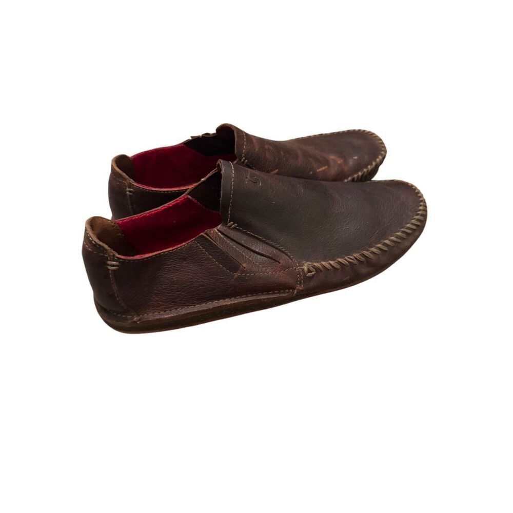 OluKai Men’s Brown Leather Upper Ali’l Elua Sz 10 (EU 43) Slip On Loafers